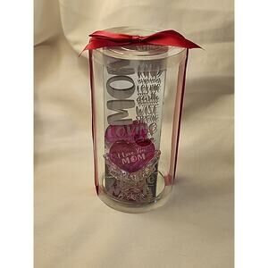 Inspirational "I Love You Mom" Novelty Heart Glass Mirror Table Top Decor